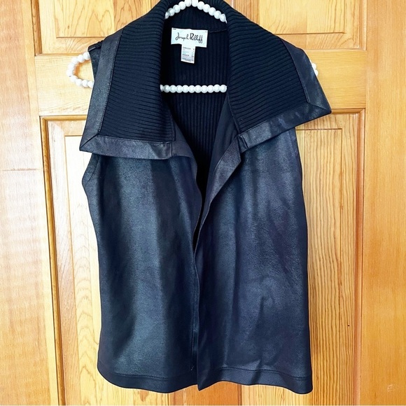 Joseph Ribkoff Womens Faux Suede Vest Sz 4 Ribbed Open Front Lightweight Moto - Picture 1 of 7